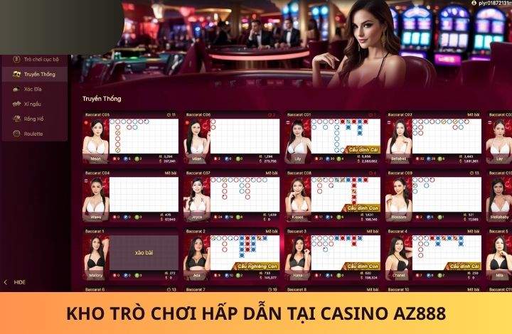 Các trò chơi hấp dẫn tại Casino AZ888